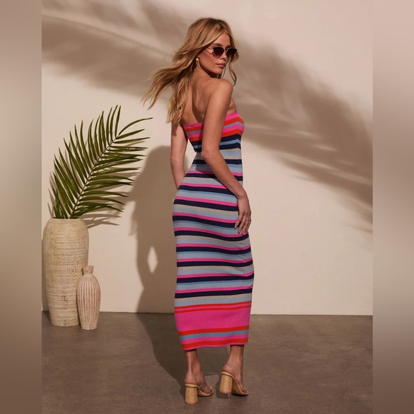 VICI Pool Party Striped Knit Maxi Dress XL - Picture 2 of 7